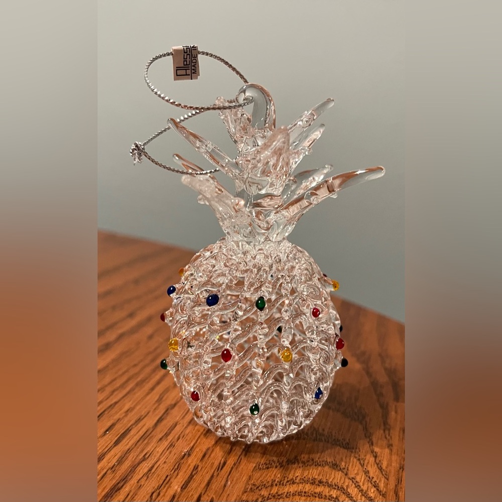 Vintage Alessandra Pineapple Spun Glass Christmas Ornament